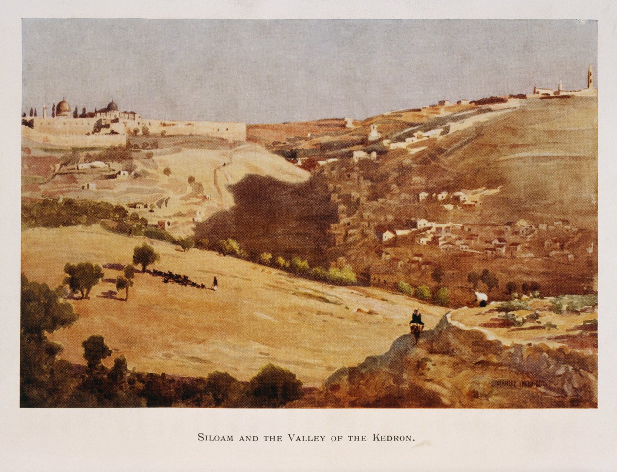 لوحة مائية لستانلي إنشبولد ، تصور وادي قدرون ، القدس ، فلسطين 1906 بواسطة ستانلي ينشبولد