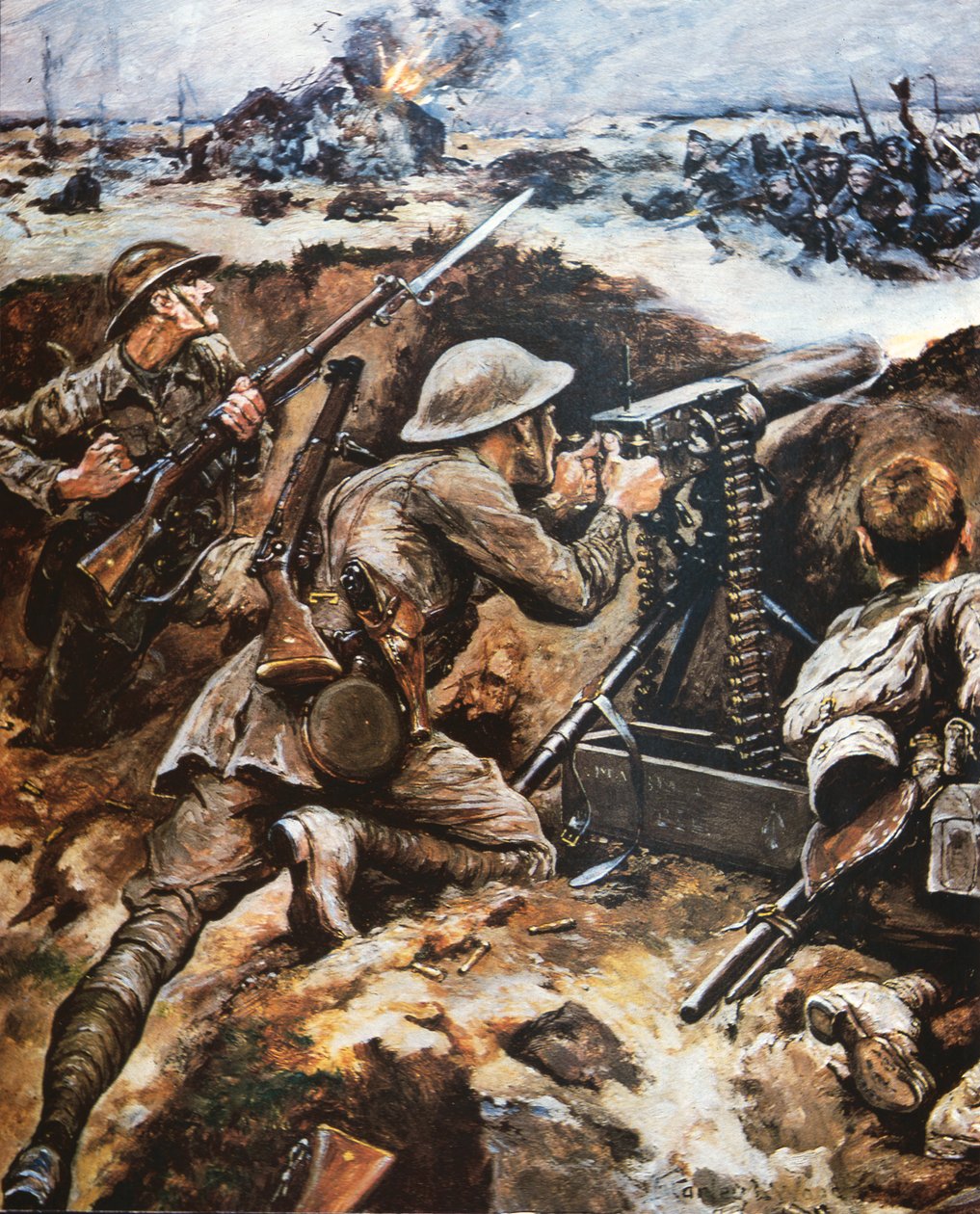 First Battle of the Somme (colour litho) بواسطة ستانلي ل (بعد) وود