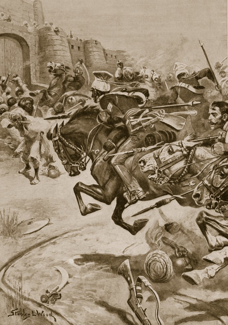ال 11th Lancers و Skinner's Horse يقودان Jats إلى Bharatpur ، ديسمبر 1828 (litho) بواسطة ستانلي ل (بعد) وود