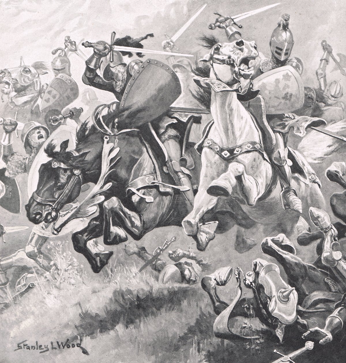 معركة شروزبري ، 21 يوليو 1403 ، رسم توضيحي من "المعارك البريطانية في البر والبحر" ، نشرتها كاسيل ، لندن ، c.1910 بواسطة ستانلي ل. وود