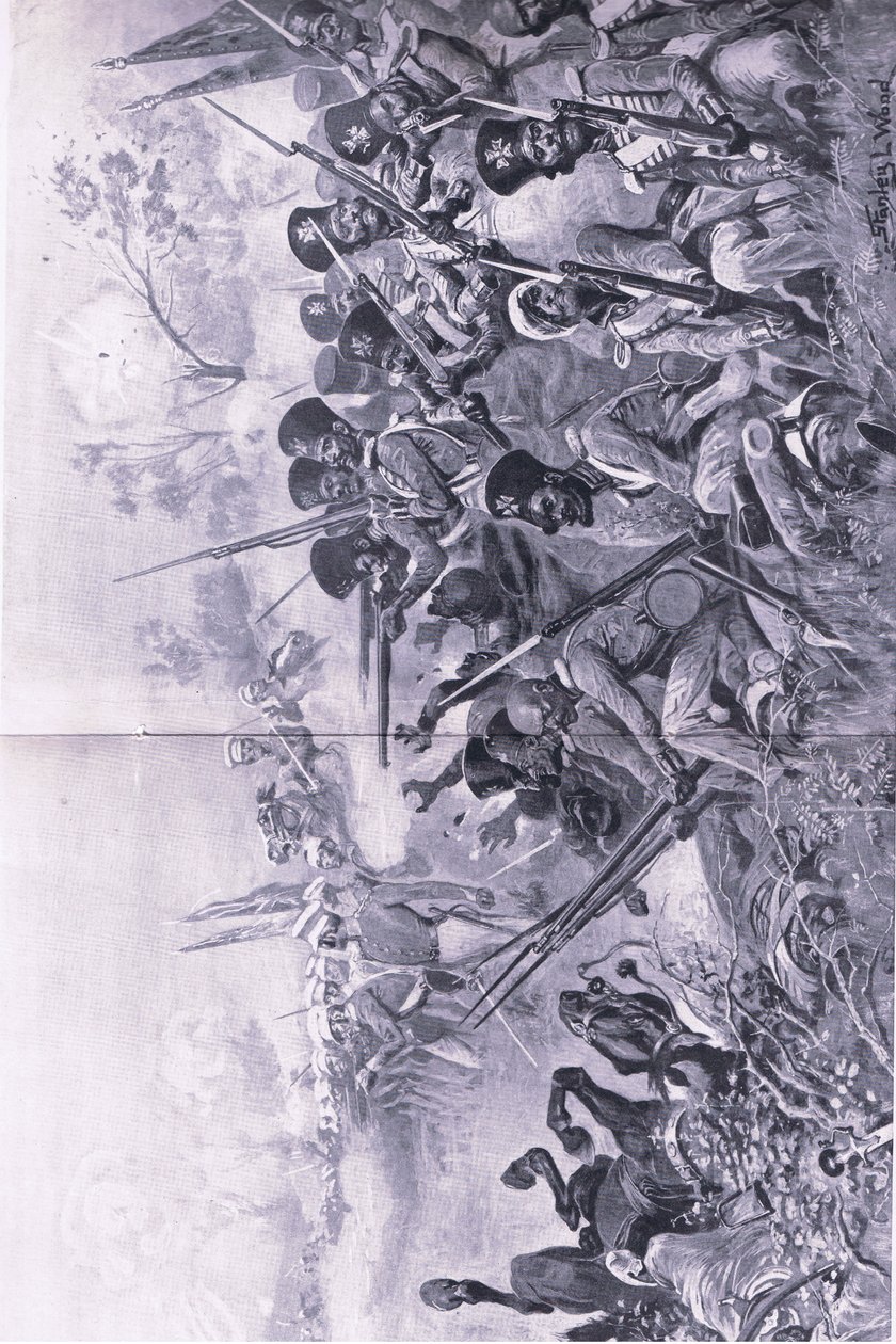 Chilianwala ، 13 يناير 1849: لواء Goddys يقوم بموقف شجاع عندما يحيط به السيخ ، رسم توضيحي من المعارك البريطانية في البر والبحر ، 1915 بواسطة ستانلي ل. وود