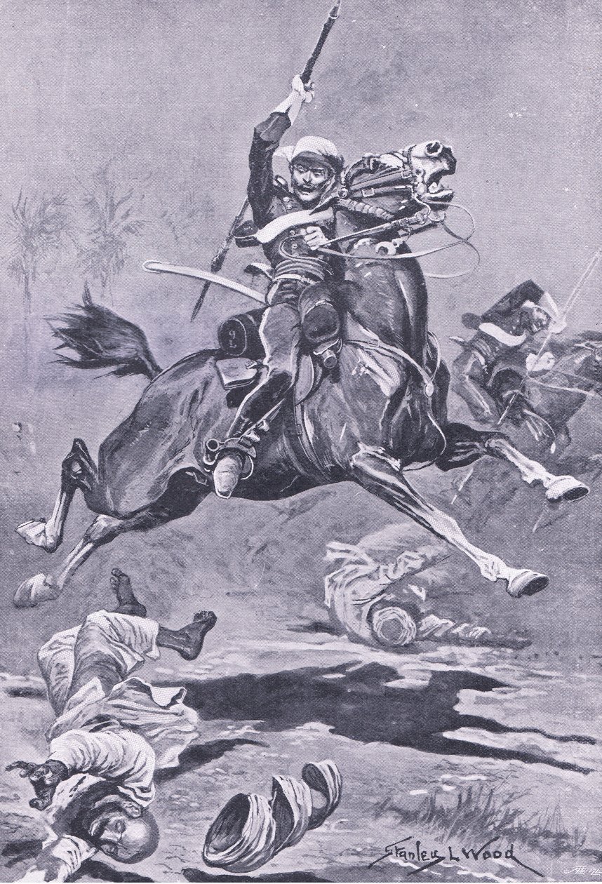 لانسر التاسع في دلهي ، 1857 ، رسم توضيحي من المعارك البريطانية في البر والبحر ، 1915 بواسطة ستانلي ل. وود