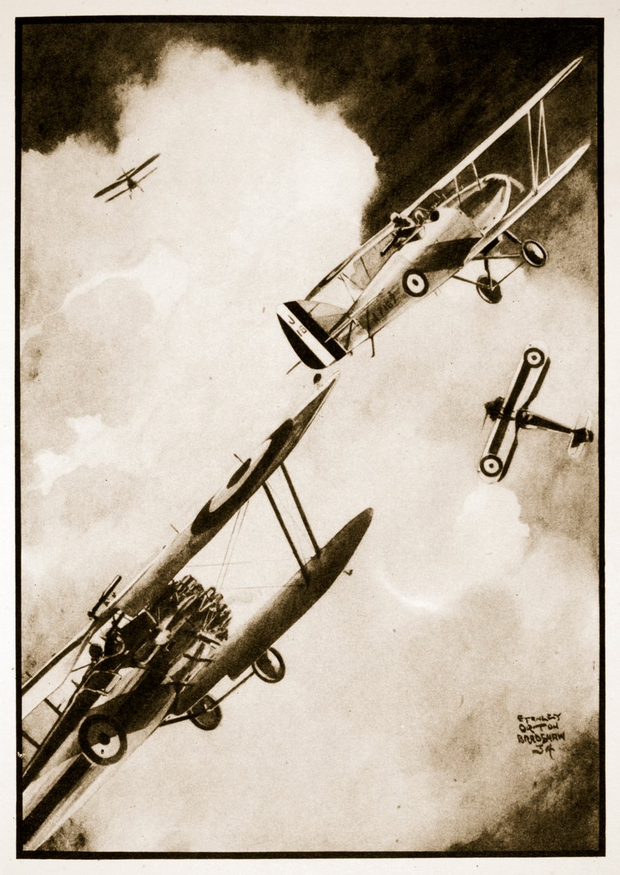 حركة مدفع الكاميرا، رسم توضيحي من كتاب Flying Memories لجون هاميلتون بواسطة ستانلي أورتن برادشو