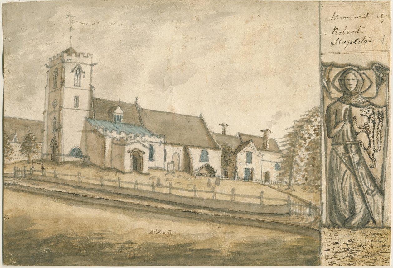 كنيسة الدريدج: الرسم بالألوان المائية ، [1762-1802] (رسم) بواسطة ستيبينج شو