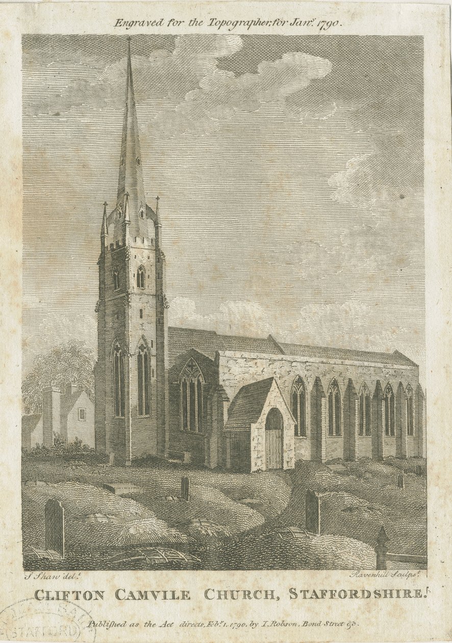 كنيسة كليفتون كامبفيل: engraving، nd [1790] بواسطة ستيبينج شو