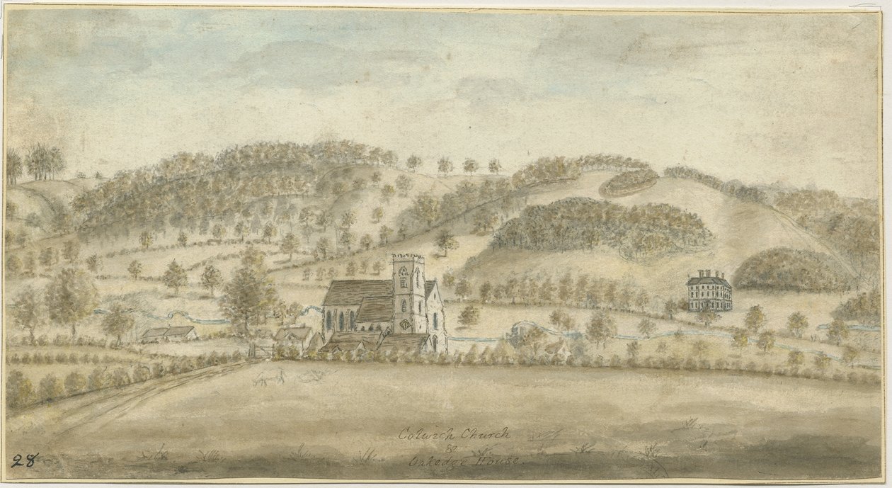 كنيسة كولويتش ومنزل أوكيدج: الرسم بالألوان المائية ، [1762-1802] (رسم) بواسطة ستيبينج شو