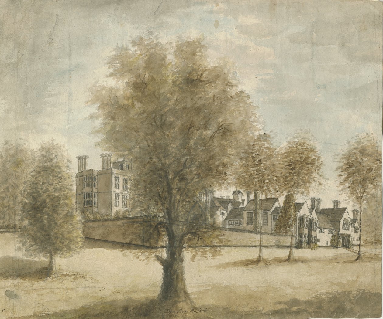 درايتون باسيت - "Drayton Manor": الرسم بالألوان المائية ، و [1789-1793] بواسطة ستيبينج شو