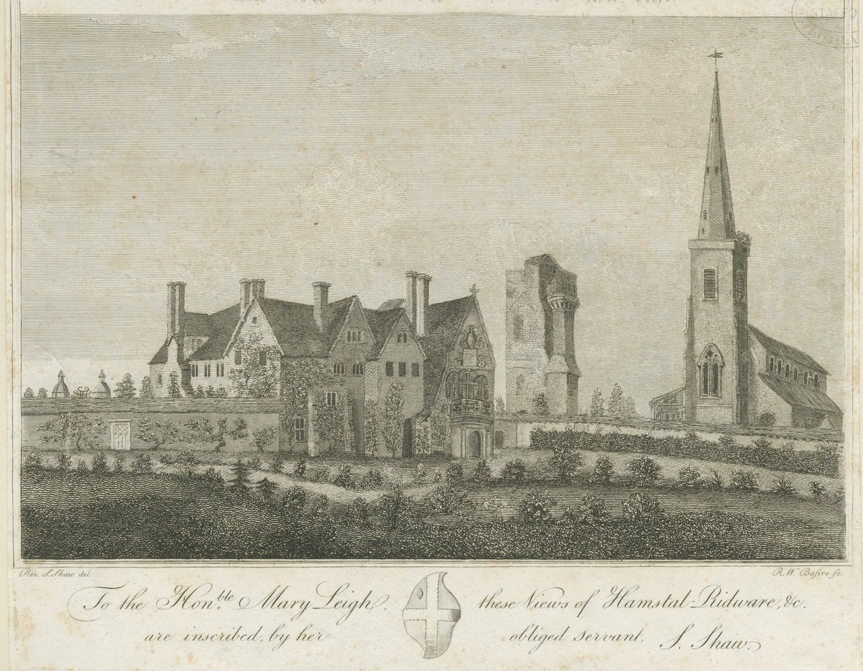 هامستول ريدوير - تشيرش آند مانور هاوس: engraving، nd [1762-1802] بواسطة ستيبينج شو