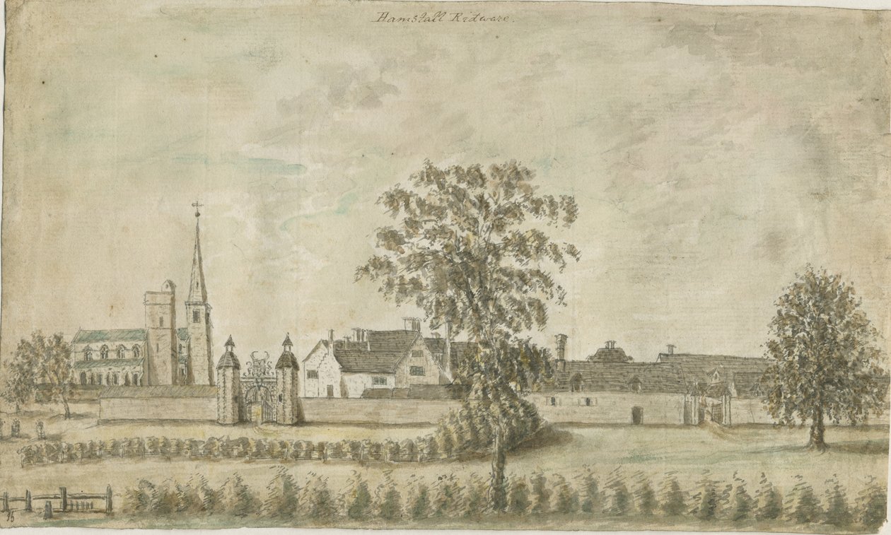 Hamstall Ridware - Church and Manor House: الرسم بالألوان المائية ، [1762-1802] بواسطة ستيبينج شو