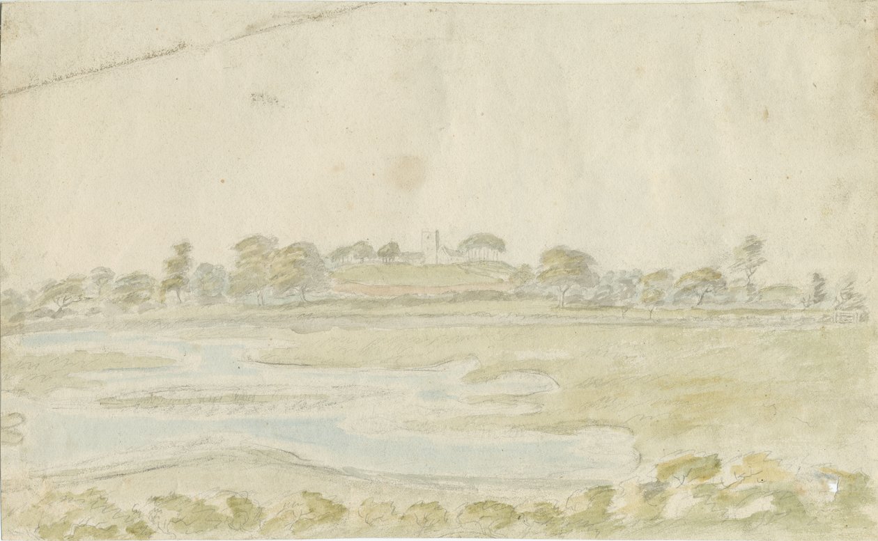High Offley Church: رسم بالألوان المائية ، بدون تاريخ [1762-1802] بواسطة ستيبينج شو