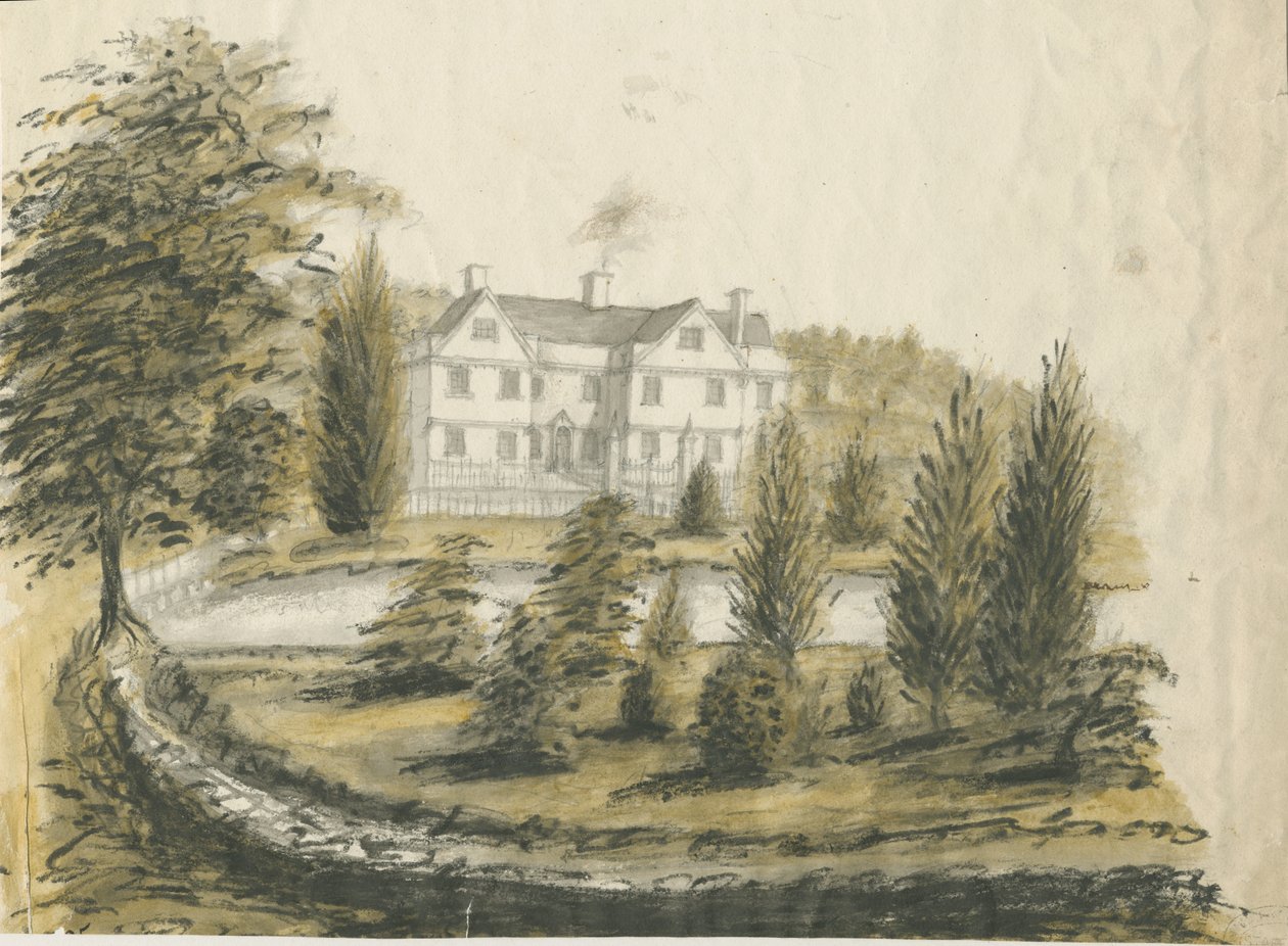 Madeley - Old House: رسم بالألوان المائية ، بدون تاريخ [1762-1802] بواسطة ستيبينج شو