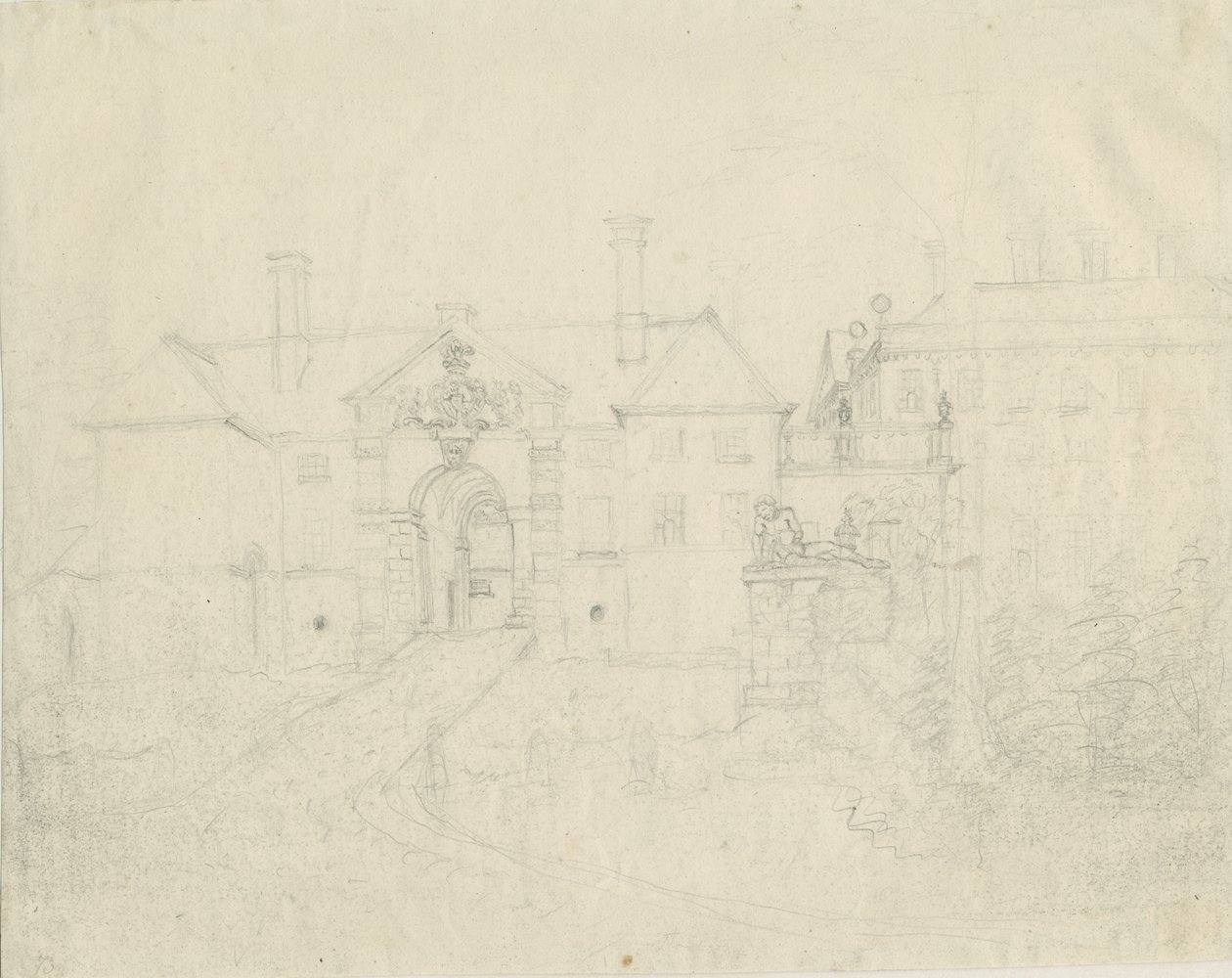 Patshull House: رسم بالقلم الرصاص ، بدون تاريخ [؟ 1762-1802] بواسطة ستيبينج شو