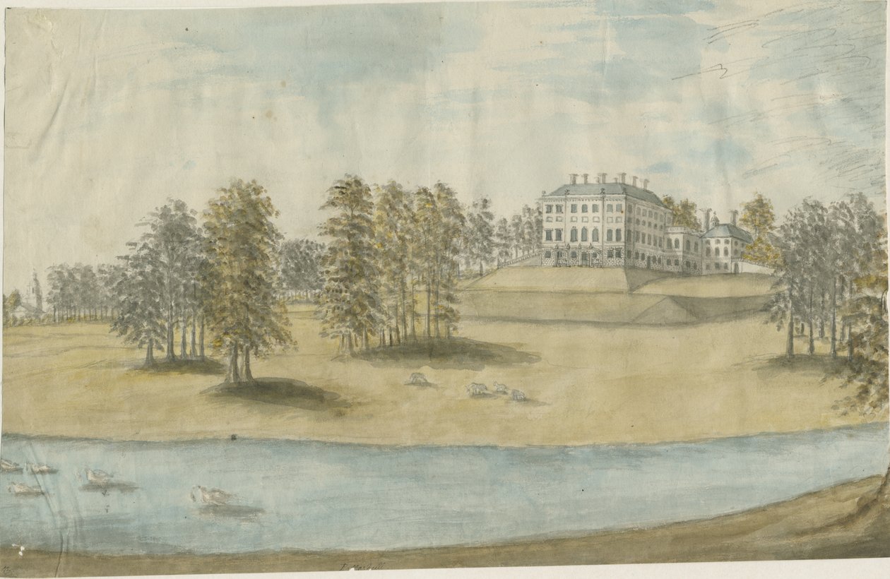 Patshull House: رسم بالألوان المائية ، بدون تاريخ [1790s] بواسطة ستيبينج شو