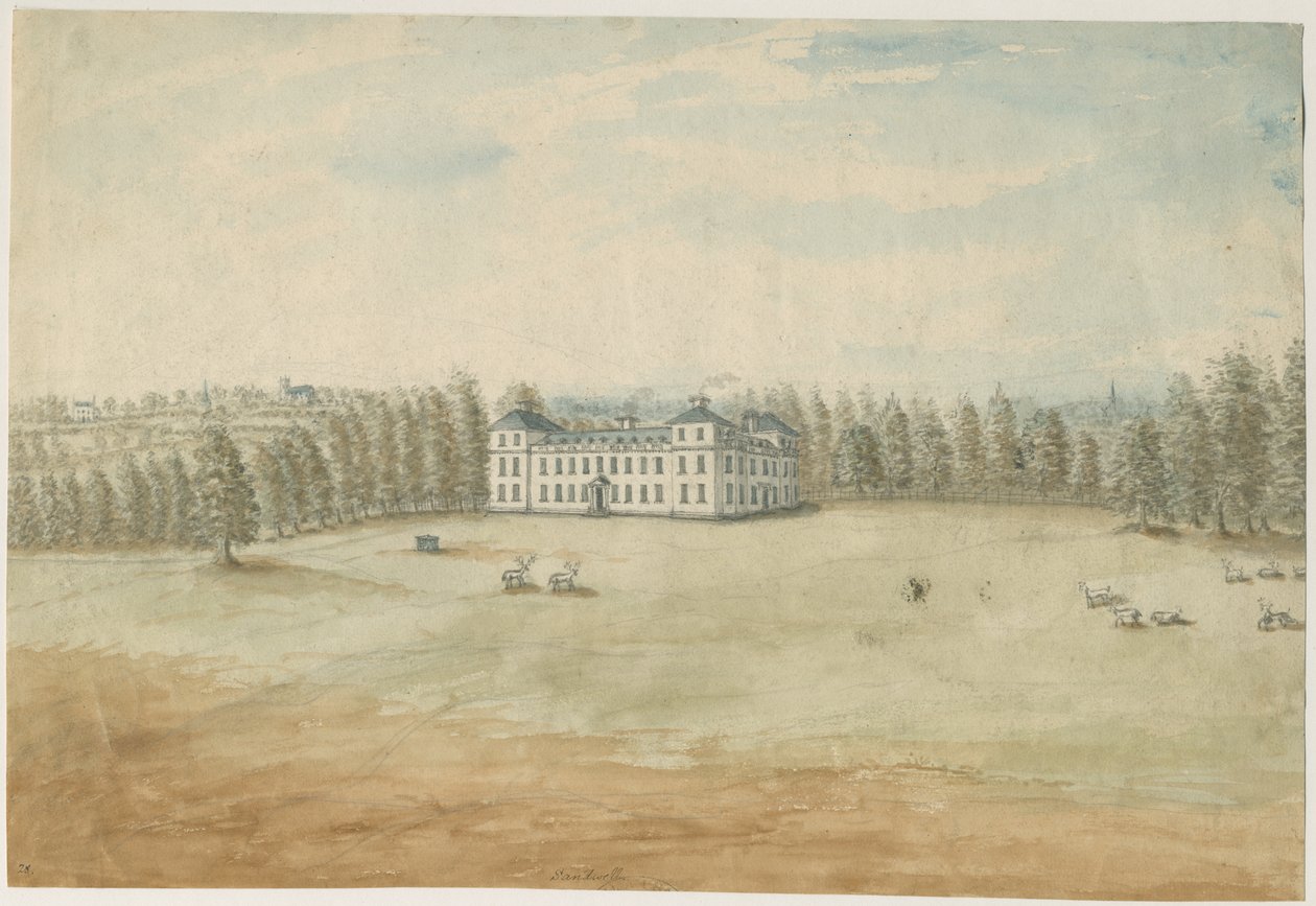 Sandwell Park - Hall: لوحة ألوان مائية ، بدون تاريخ [1762-1798] بواسطة ستيبينج شو