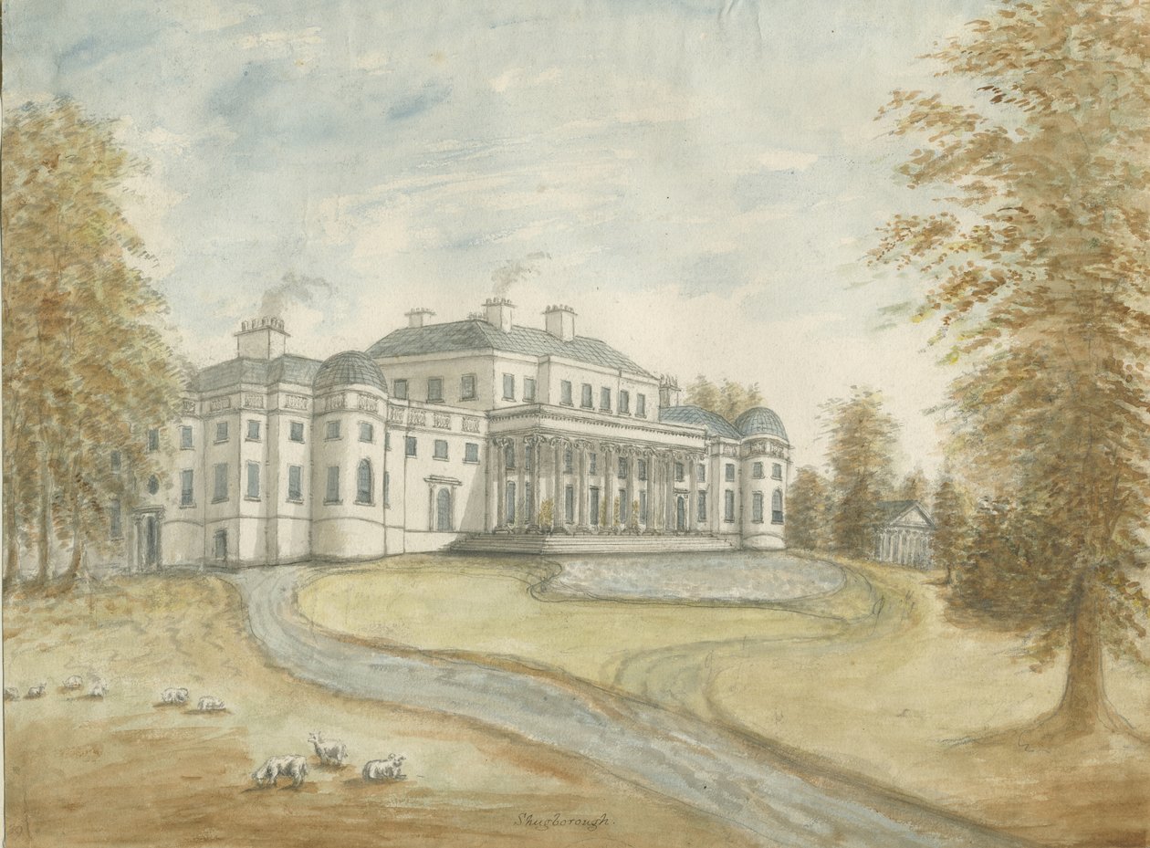 Shugborough Hall: رسم بالألوان المائية ، بدون تاريخ [سي 1800] بواسطة ستيبينج شو