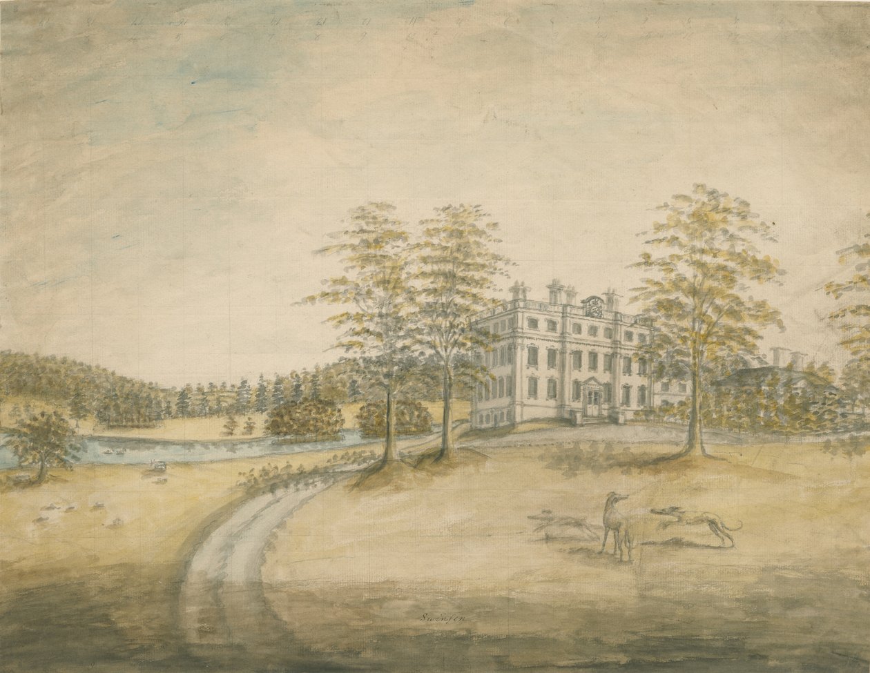 قاعة Swinfen: الرسم بالألوان المائية ، بدون تاريخ [c 1762-1798] بواسطة ستيبينج شو