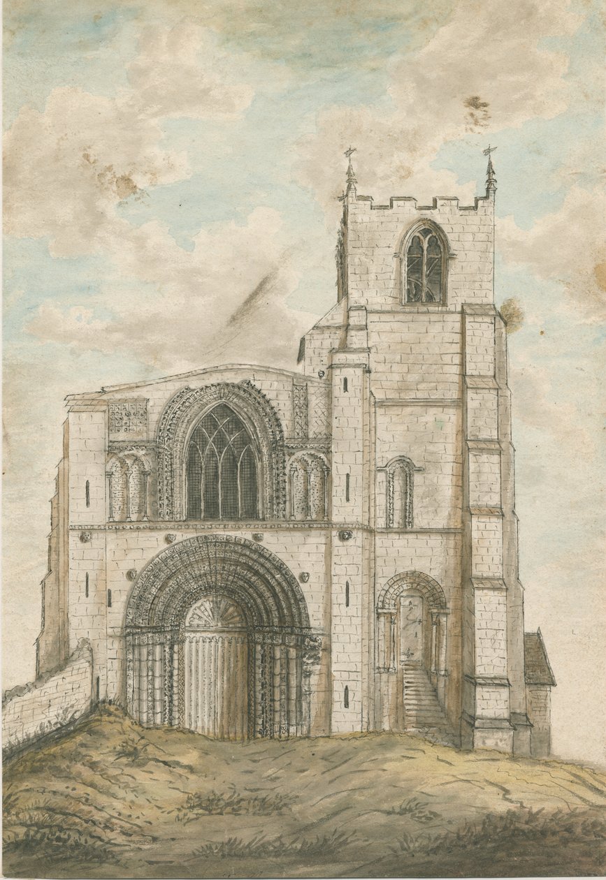 كنيسة Tutbury Priory: الرسم بالألوان المائية ، [1762-1802] بواسطة ستيبينج شو
