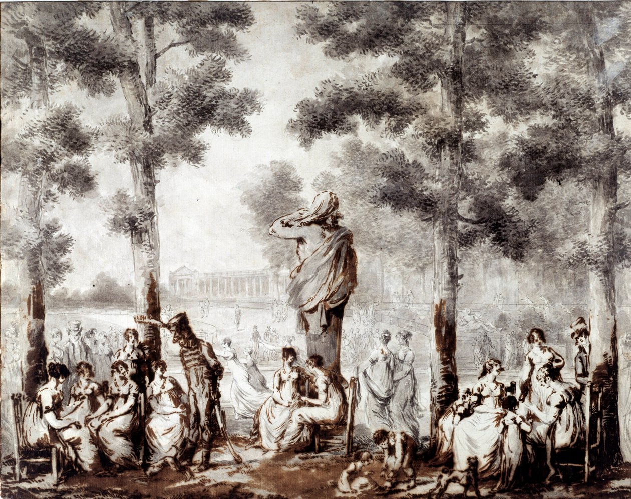منظر لشرفة Tuileries في 1807 مخرج عالمي إلى المنتزه. رسم جان بيير نوربلين دي لا غوردين (1745-1830) 1807 باريس ، متحف كارنافالي بواسطة ستيفان جوليوس نوربلين دي لا غوردين