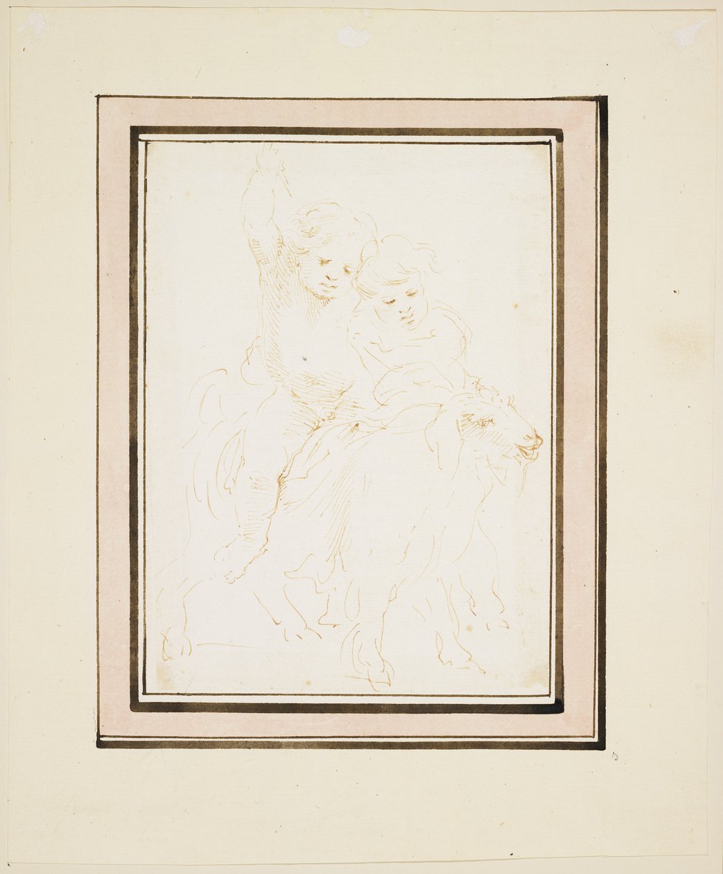 اثنين من Putti على الماعز ، 1640 (قلم وحبر بني) بواسطة ستيفانو ديلا بيلا