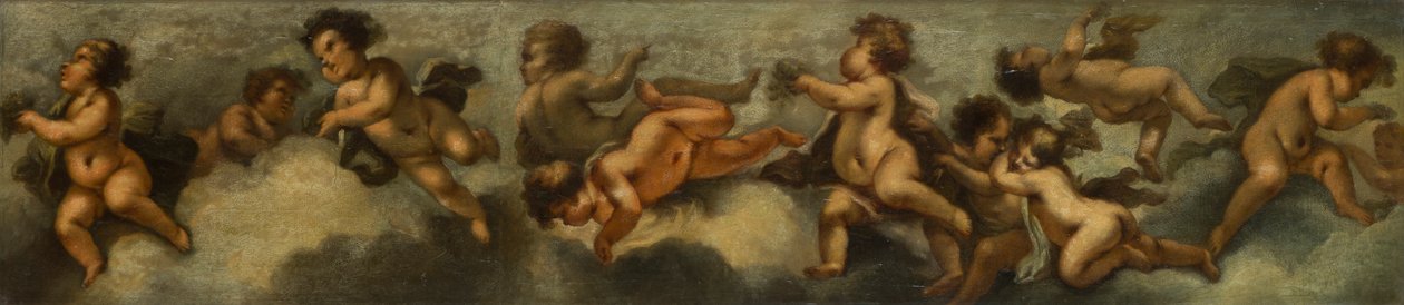 Putti disporting ، c.1655-72 (ورقة موضوعة على قماش مع حماية زجاجية) بواسطة ستيفانو (بعد) ماجناسكو