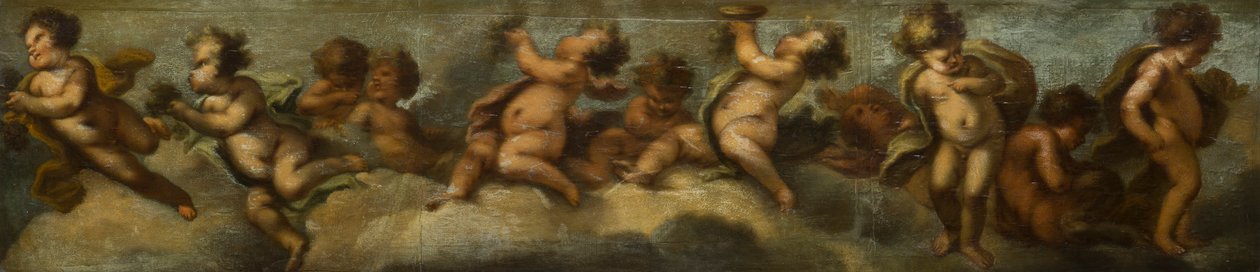 Putti disporting ، c.1655-72 (ورقة موضوعة على قماش مع حماية زجاجية) بواسطة ستيفانو (بعد) ماجناسكو