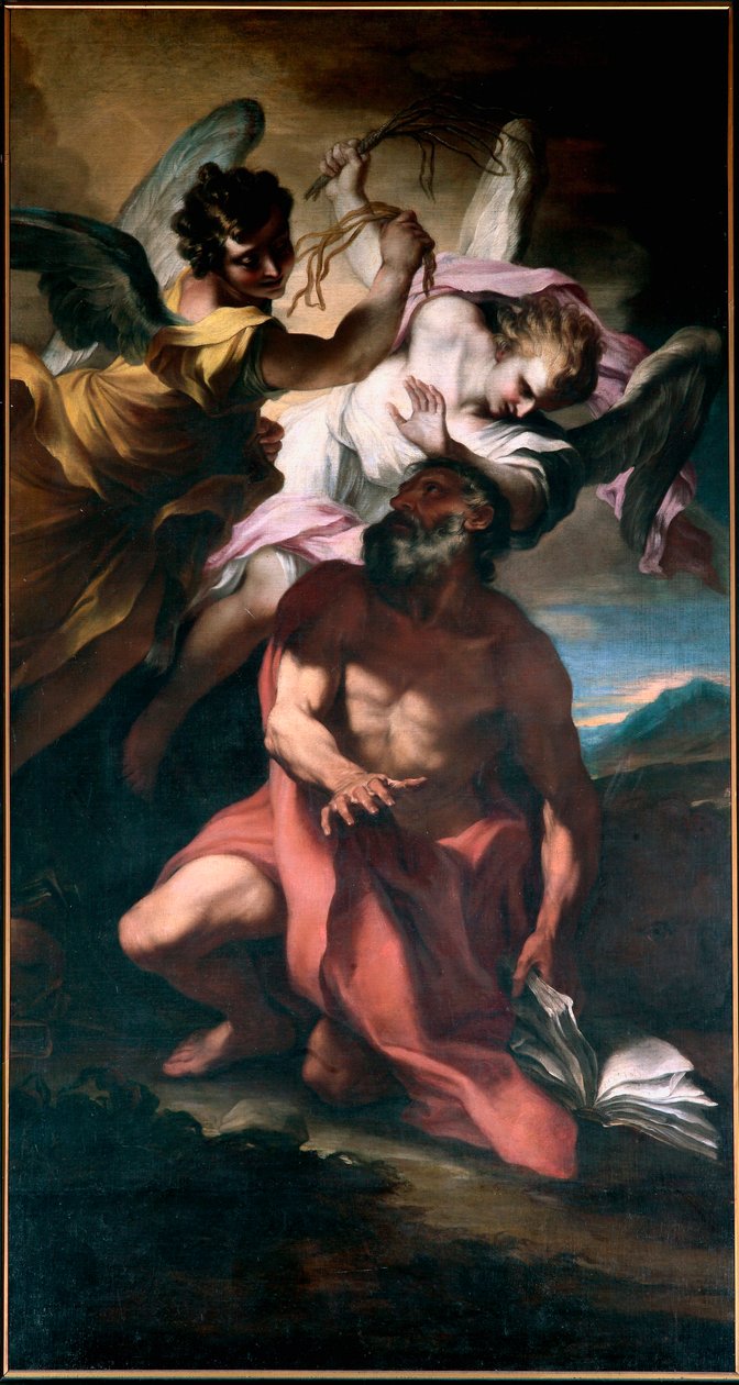القديس جيروم فوط بواسطة الملائكة اللوحة لستيفانو ماريا ليجناني (إل ليجنانينو) (1660-1715) الجينات ، كنيسة سان جيرولامو بواسطة ستيفانو ماريا لجناني