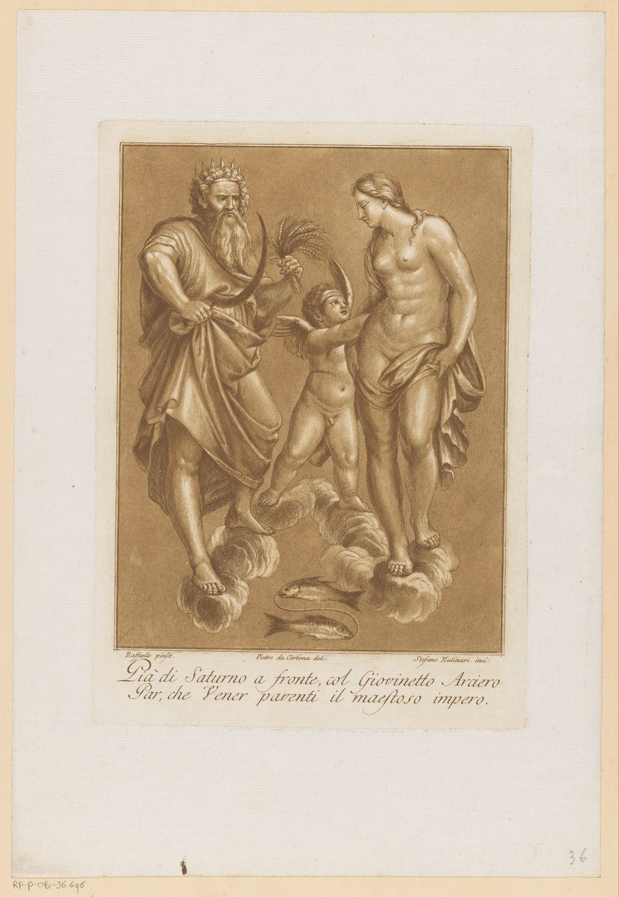 زحل ، فينوس في الحب Plafondschilderingen van de Loggia di Galatea in de Villa Farnesina te Rome (عنوان السلسلة) بواسطة ستيفانو موليناري