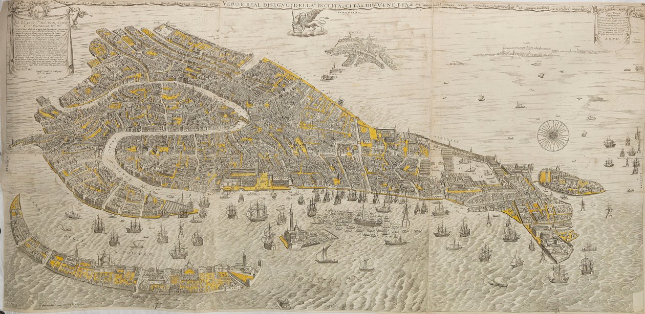 رسم حقيقي وحقيقي للاقتباس المتضمن من Venetia. بانوراما البندقية ، 1676. بواسطة ستيفانو سكولاري