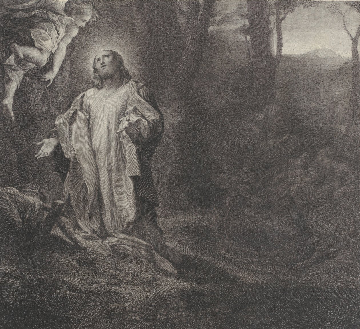 المسيح على جبل الزيتون ، مع ملاك في أعلى اليسار ، 1783-1812. بواسطة ستيفانو توفانيلي