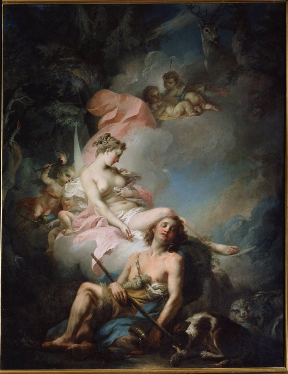 سيلين وإنديميون (سيلين وإنديميون) لوحة لستيفانو توريلي (1712-1784). زيت على قماش بواسطة ستيفانو توريلي