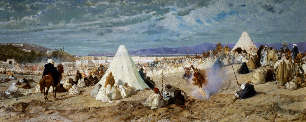 Celebration of Mohammed in Tangier, painting by Stefano Ussi (1822-1901), oil on canvas, 48, 5x117, 5 cm بواسطة ستيفانو أوسي