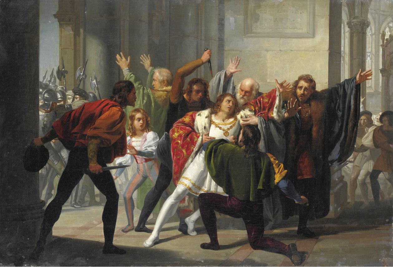 مؤامرة Pazzi لستيفانو أوسي (1822-1901) - مجموعة خاصة - "La congiura dei Pazzi" مؤامرة (مؤامرة أو مؤامرة) من Pazzi - في يوم الأحد 26 أبريل 1478 ، في فلورنسا ، حدث صدام أثناء القداس في كاتدرائية بواسطة ستيفانو أوسي