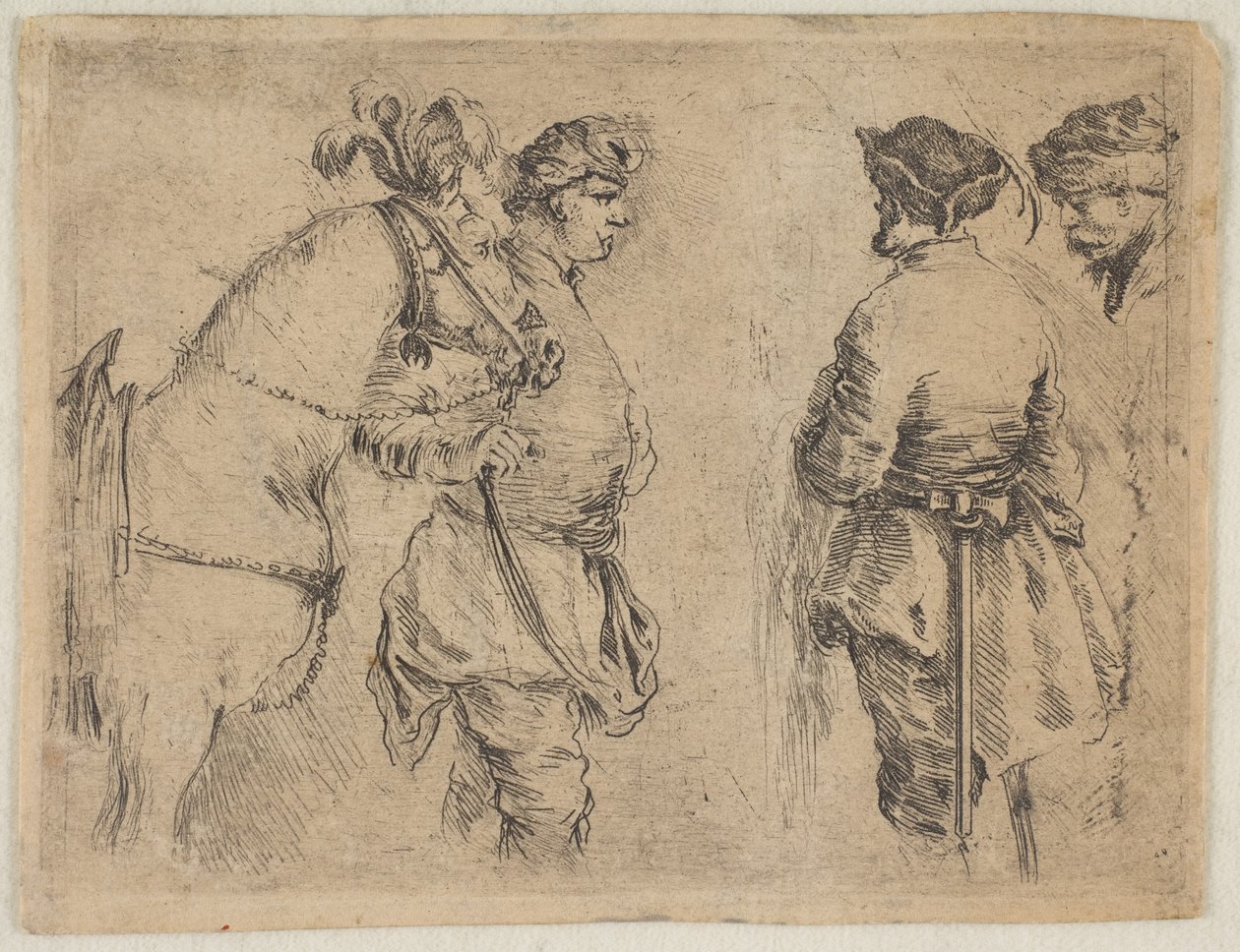 قطب يحمل حصانًا عند اللجام ، كاليفورنيا. 1662. بواسطة ستيفانو ديلا بيلا