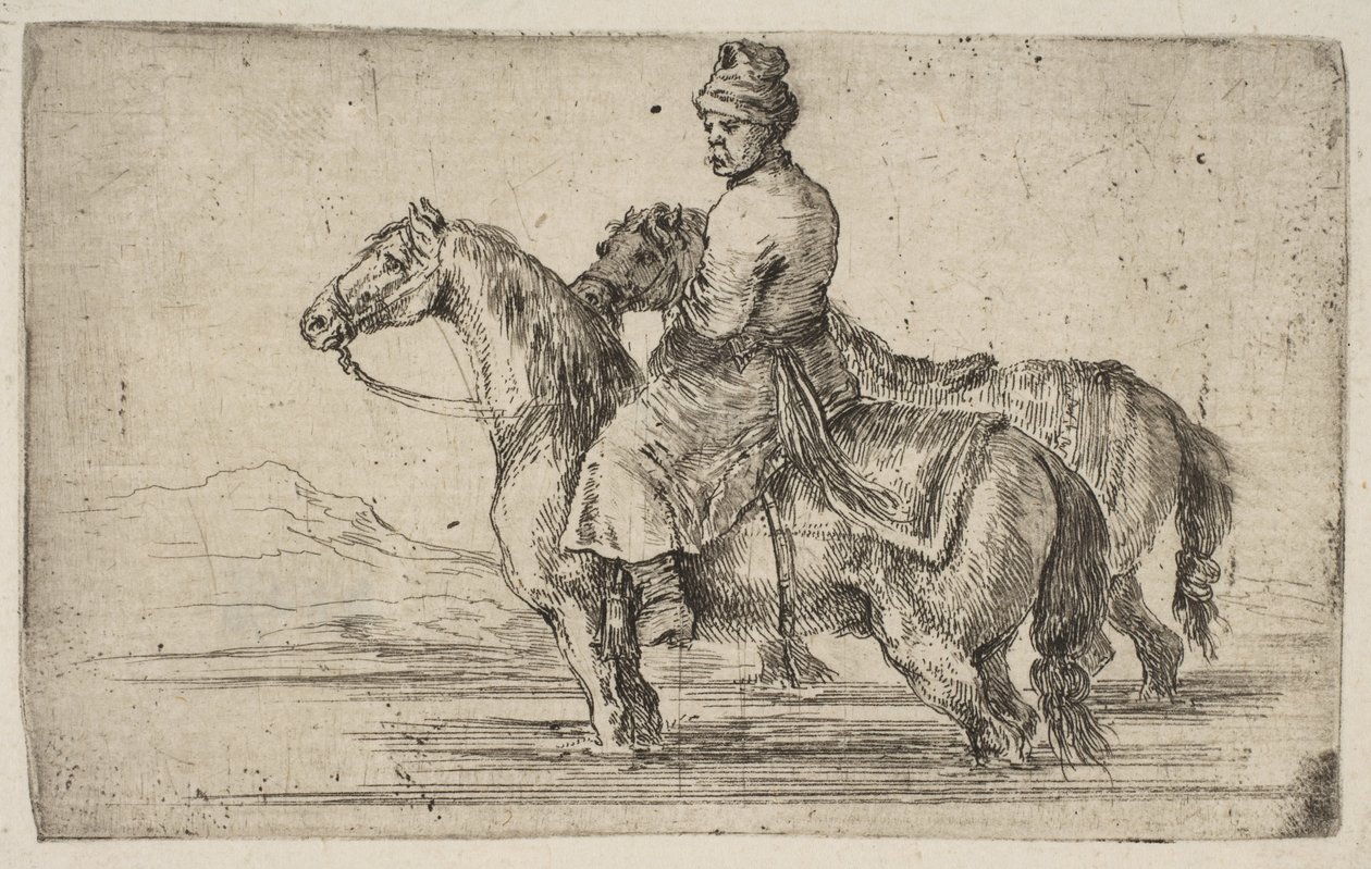الخيول البولندية الاستحمام العريس ، كاليفورنيا. 1662. بواسطة ستيفانو ديلا بيلا