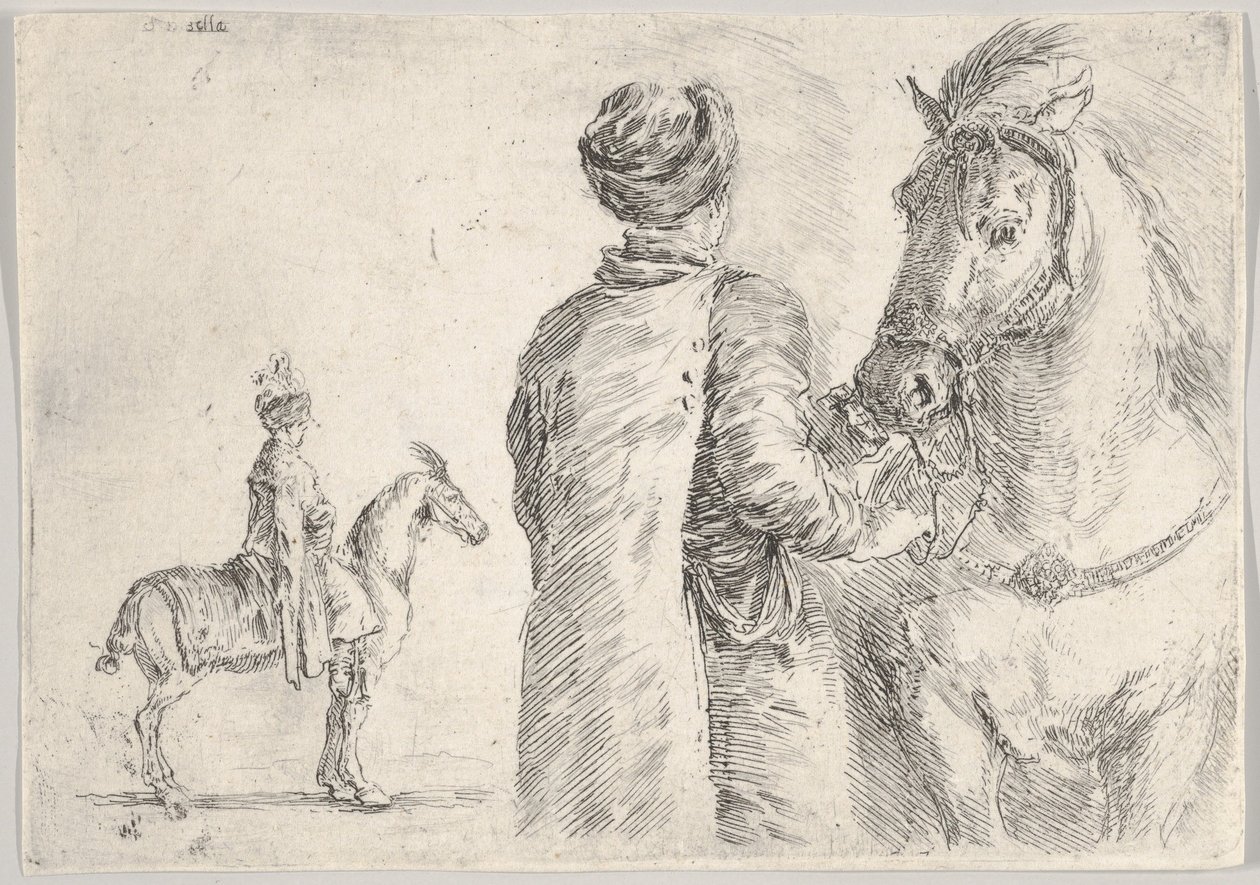 خادم بولندي ، من الخلف ، يحمل لجام حصان إلى اليمين ، هور بولندي ... ، كاليفورنيا. 1662. بواسطة ستيفانو ديلا بيلا