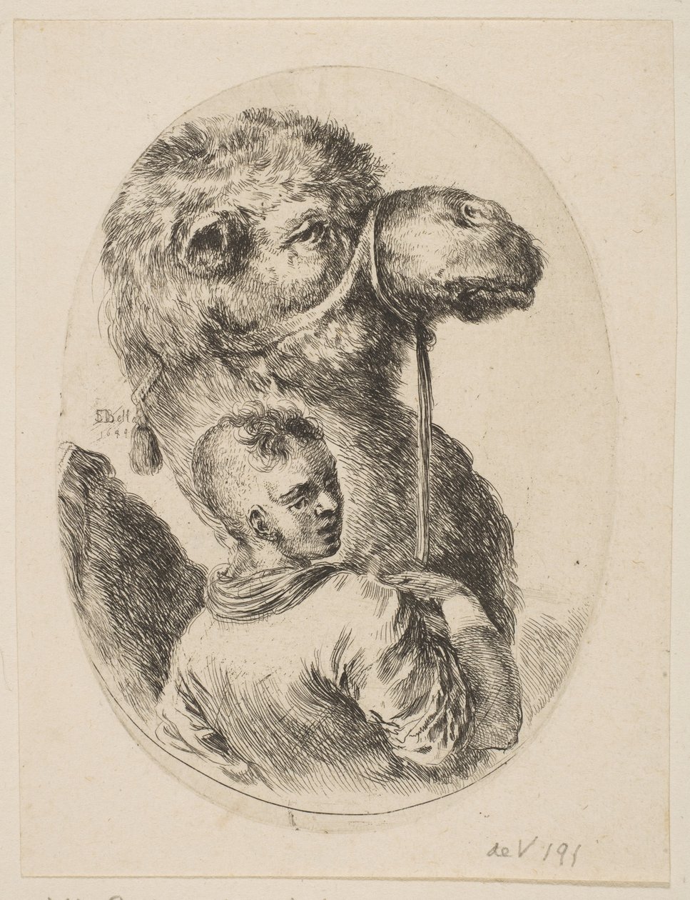 عبدا يحمل جمل من اللجام ، من عدة رؤوس على الطراز الفارسي Plusieurs ... ، 1649. بواسطة ستيفانو ديلا بيلا