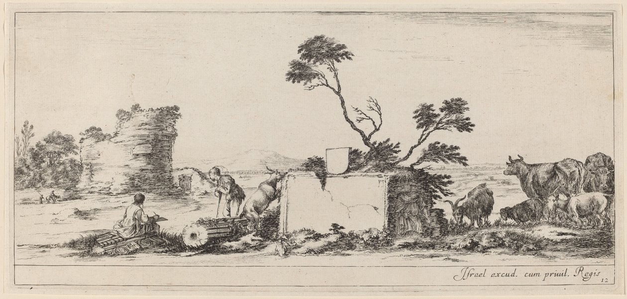 مشهد كامبانيا مع رسم فني ، في عام 1647 أو قبله. بواسطة ستيفانو ديلا بيلا