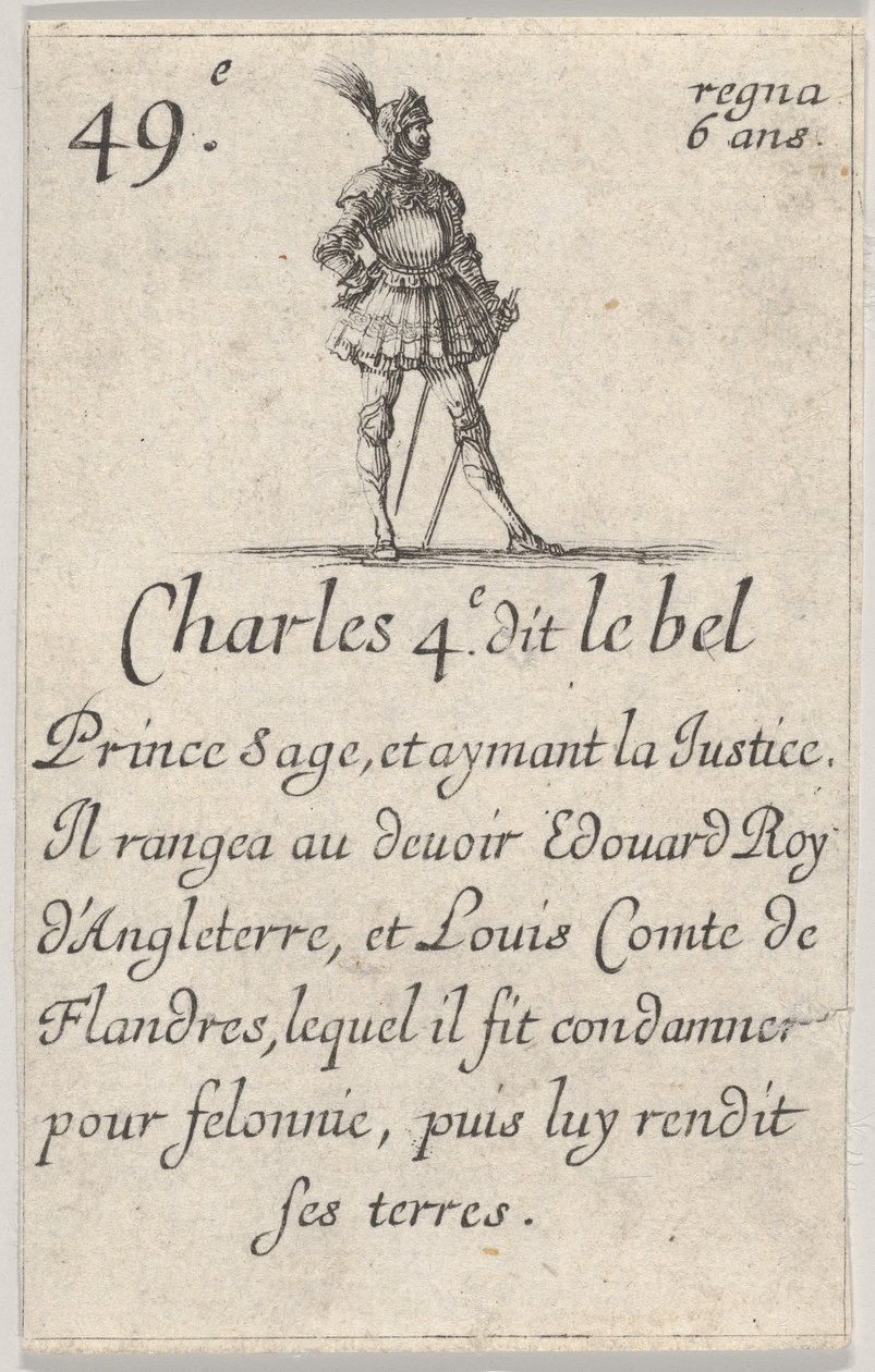 ^ Charles 4.e-it le bel Prince sage ... ، من Game of the Kings of France Jeu des Rois ... ، 1644. بواسطة ستيفانو ديلا بيلا