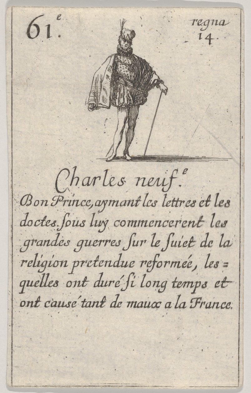 Charles neuf.-e Bon Prince ... ، من Game of the Kings of France Jeu des Rois de France ، 1644. بواسطة ستيفانو ديلا بيلا