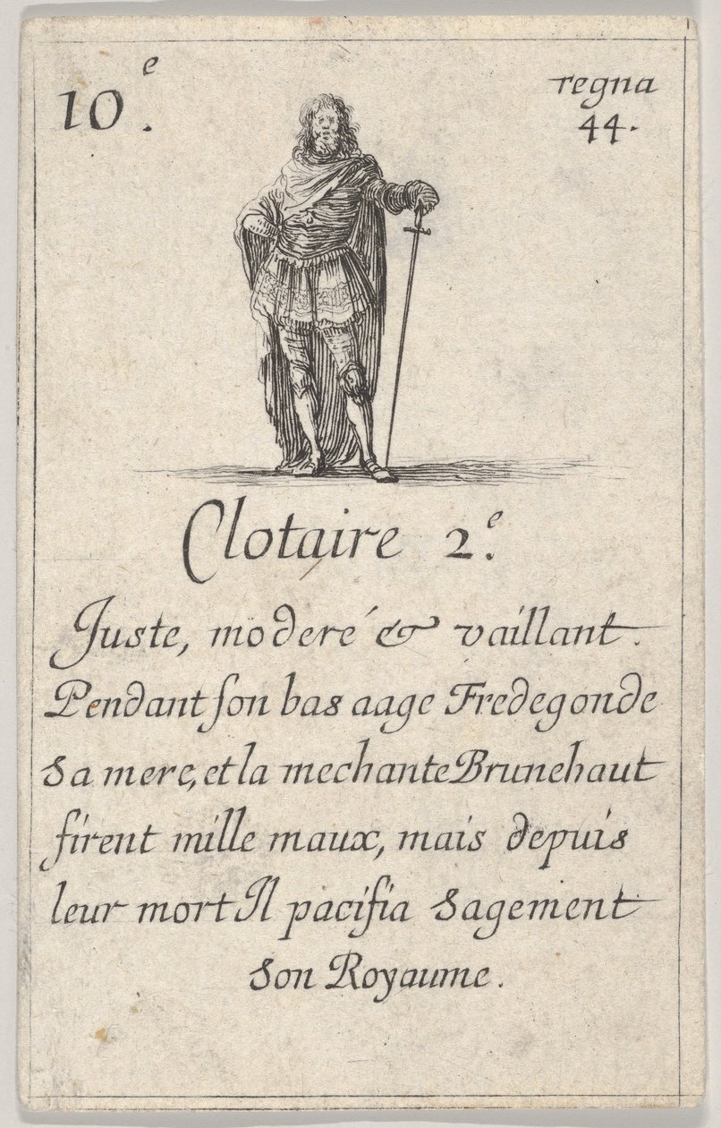 Clotaire 2.-e Juste ، moderé ... ، من Game of the Kings of France Jeu des Rois de Fran ... ، 1644. بواسطة ستيفانو ديلا بيلا