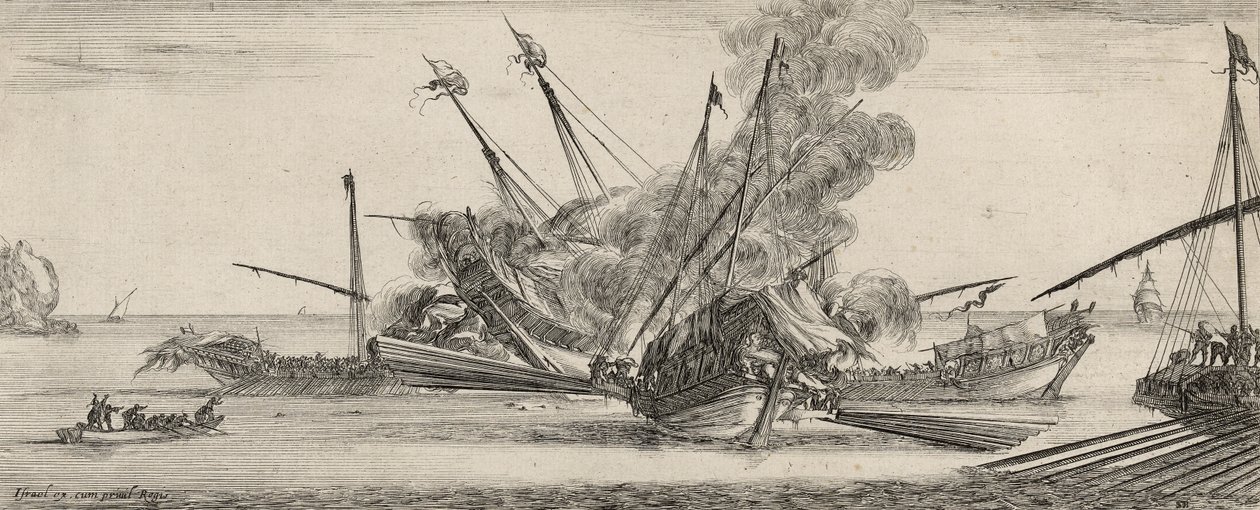 Combat Naval (النقش على ورق مسدود) بواسطة ستيفانو ديلا بيلا