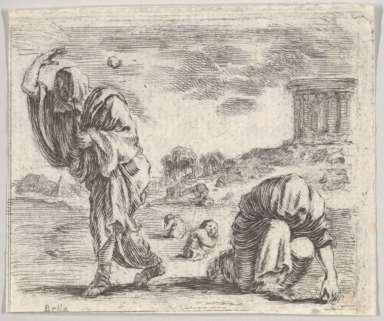 Deucalion و Pyrrha ، من Game of Mythology Jeu de la Mythologie ، 1644. بواسطة ستيفانو ديلا بيلا