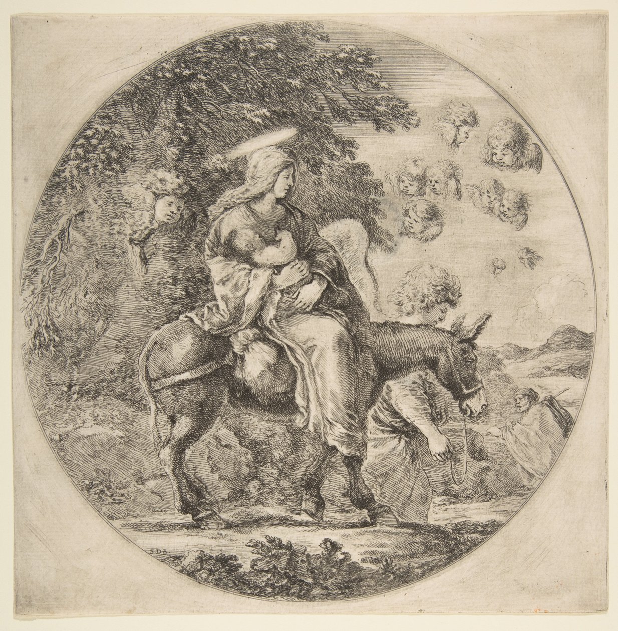 رحلة إلى مصر ، تكوين دائري ، كاليفورنيا. 1662. بواسطة ستيفانو ديلا بيلا
