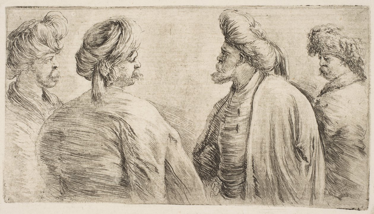 أربعة أتراك ، نصف طول ، كاليفورنيا. 1662. بواسطة ستيفانو ديلا بيلا