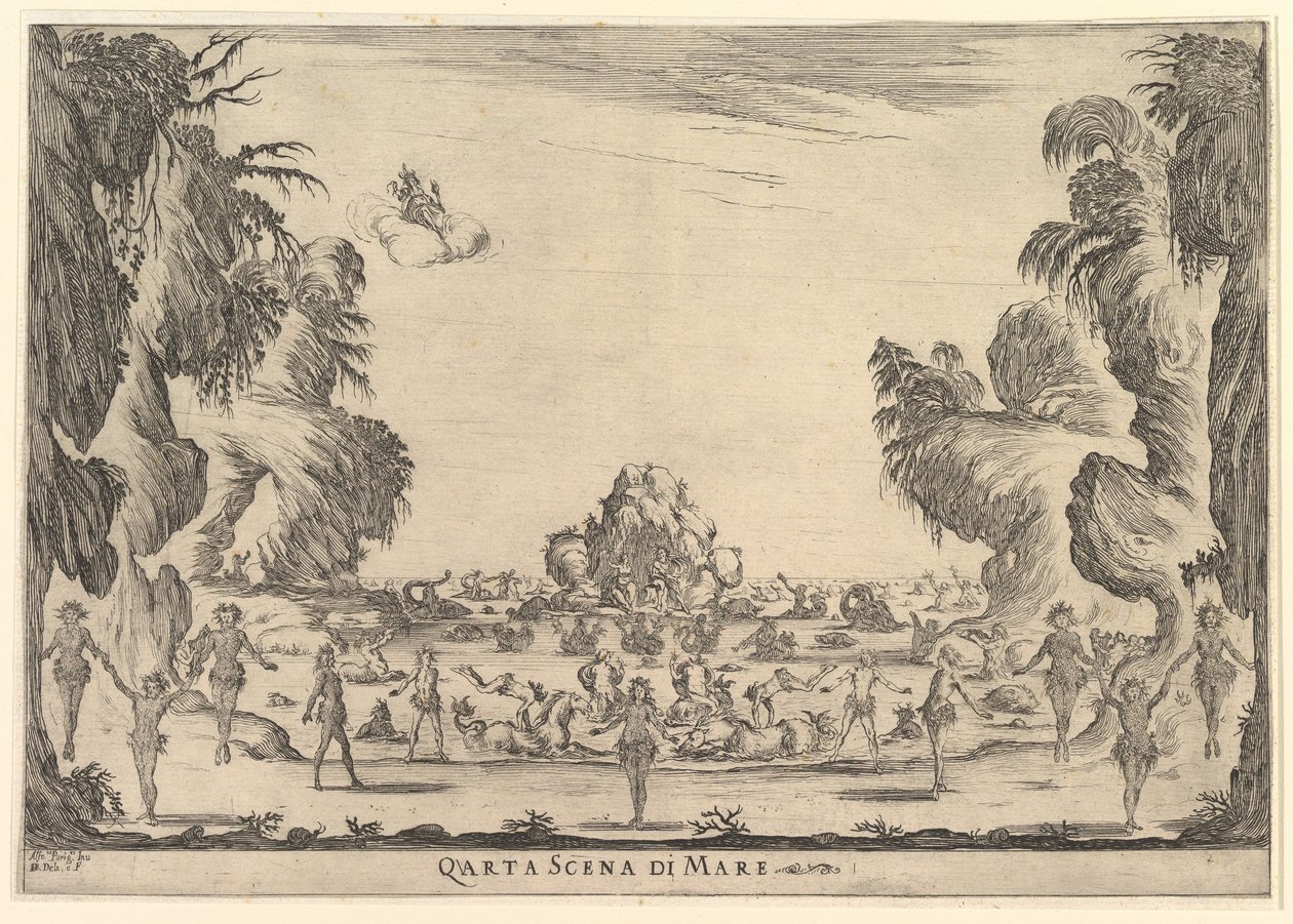 المشهد الرابع ، البحر ، من زواج الآلهة Le nozze degli Dei ، 1637. بواسطة ستيفانو ديلا بيلا