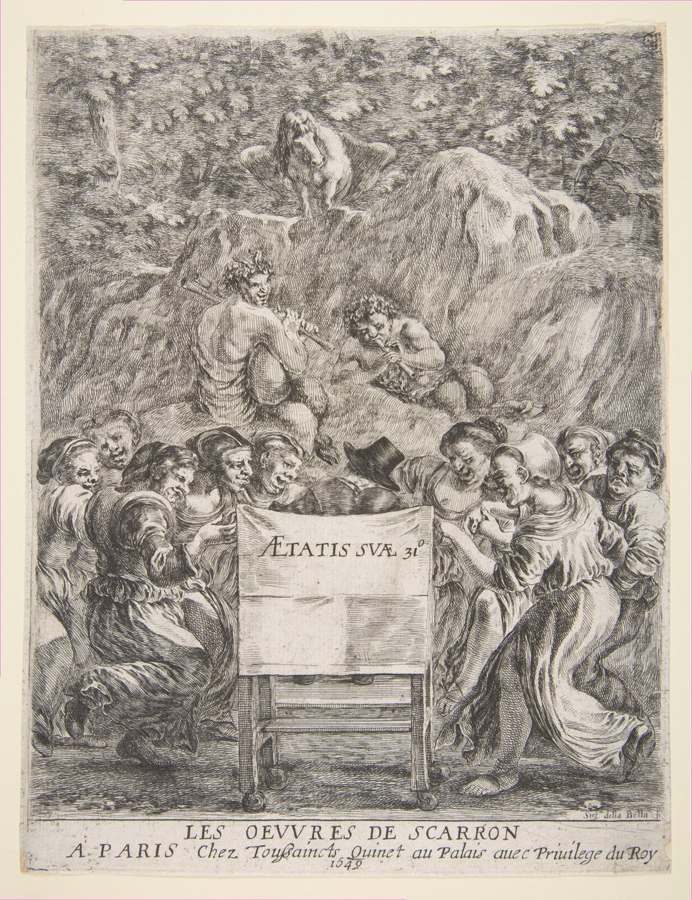 الواجهة الأمامية لـ Les Oeuvres de Scarron ، 1649. بواسطة ستيفانو ديلا بيلا