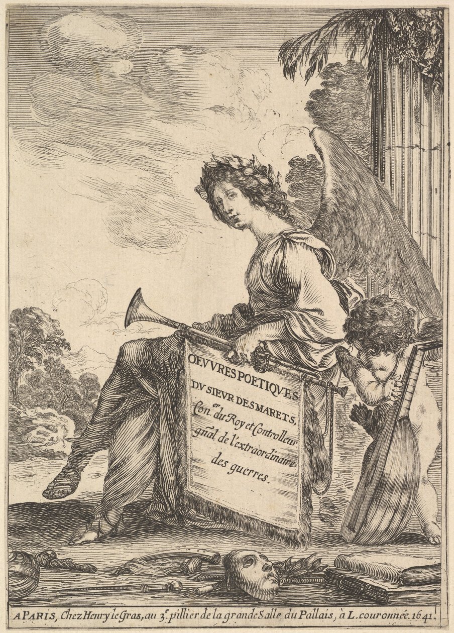 واجهة للقصائد من قبل Desmarets Oeuvres poétiques de Desmarets: امرأة مجنحة ... ، 1641. بواسطة ستيفانو ديلا بيلا