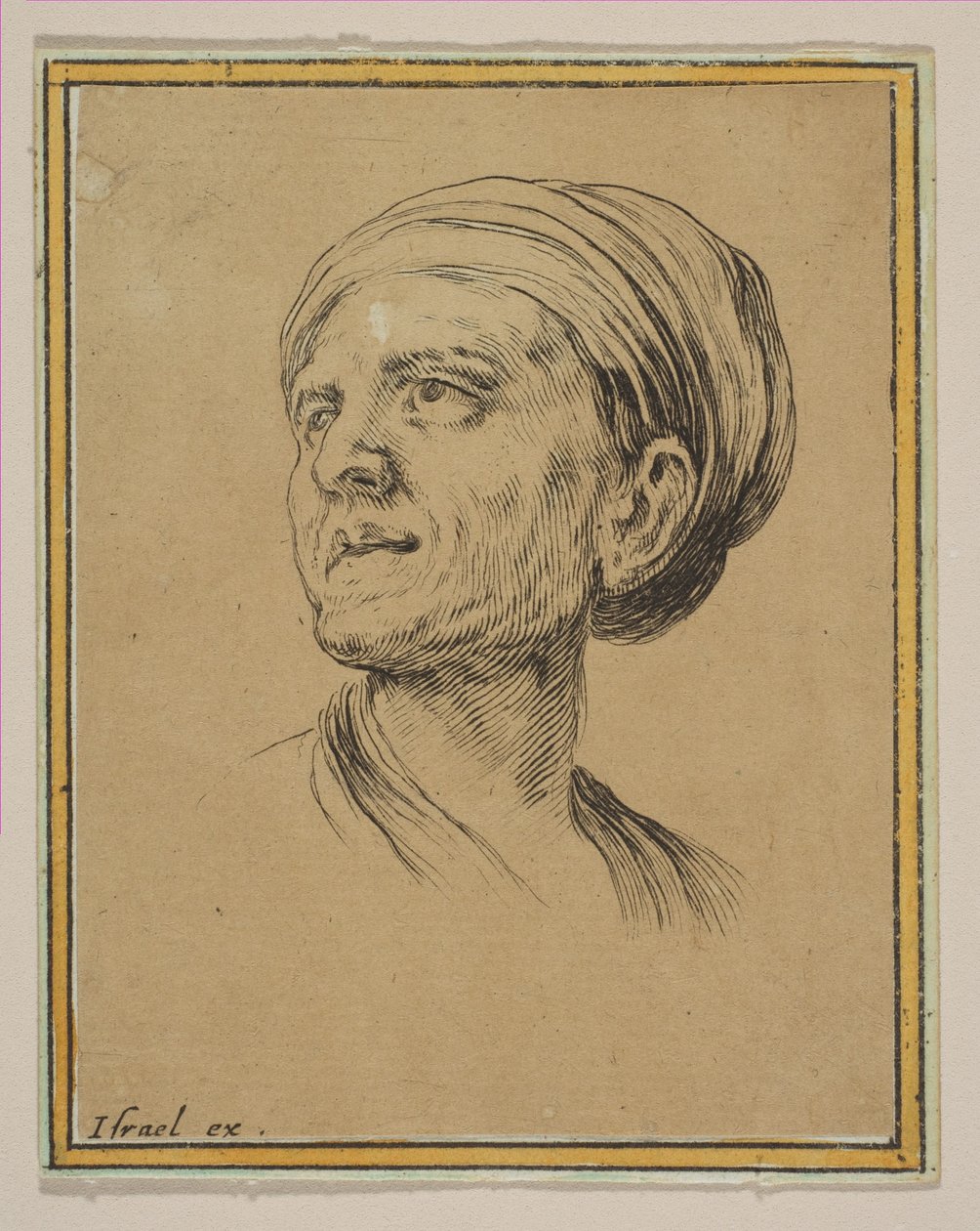 رأس امرأة من منظور ثلاثي ، من رؤوس وأشكال مختلفة Diverses tétes et ...، 1650. بواسطة ستيفانو ديلا بيلا