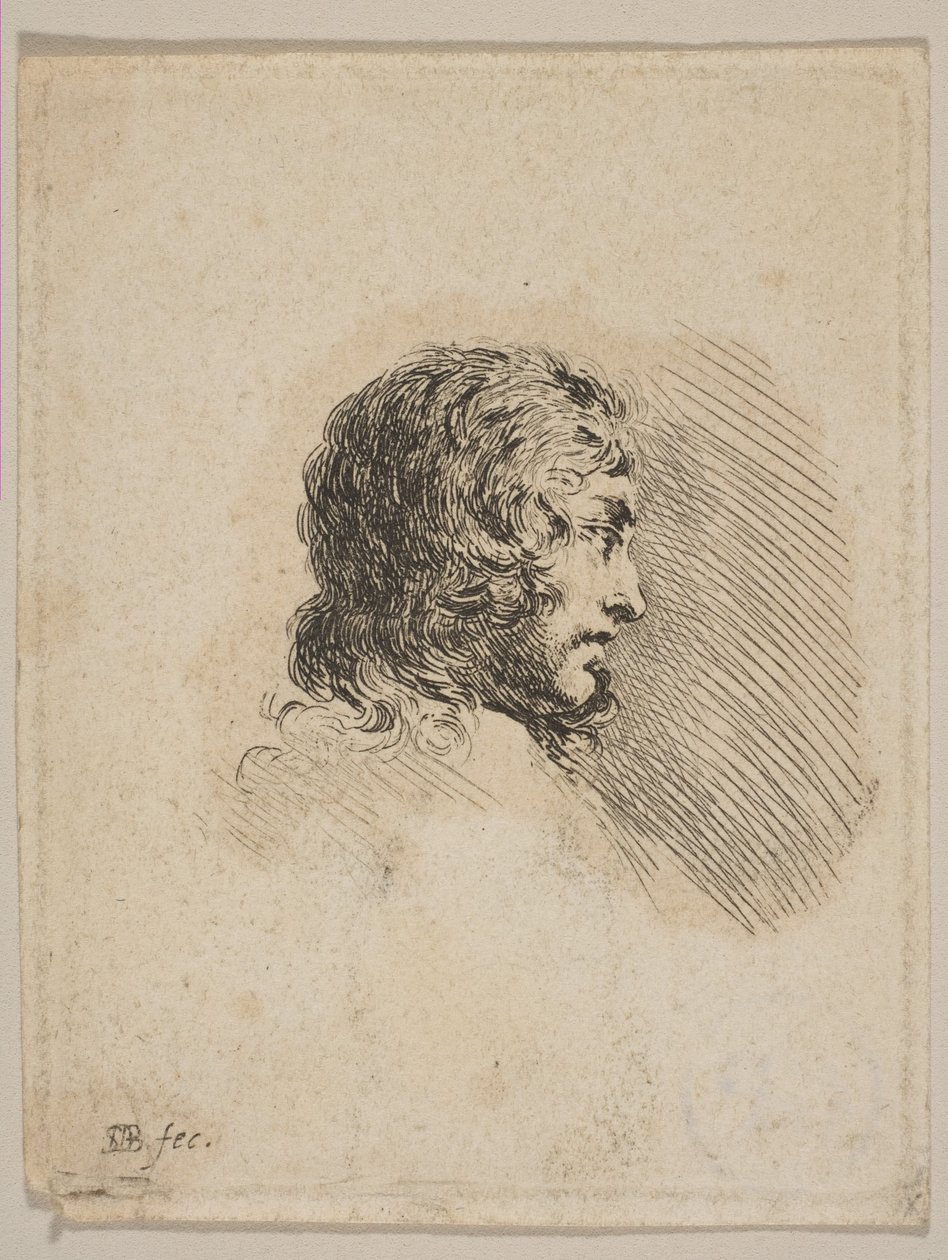 رأس شاب في الملف الشخصي ، من صور مختلفة Recueil de Diverses Piéces S ...، ca. 1647. بواسطة ستيفانو ديلا بيلا