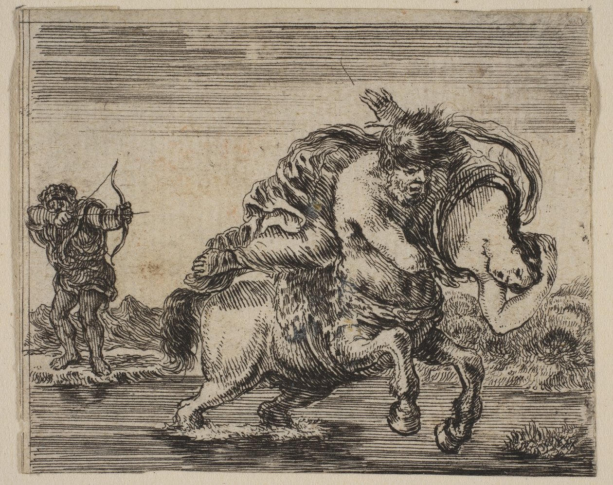 هرقل و Deianira ، من Game of Mythology Jeu de la Mythologie ، 1644. بواسطة ستيفانو ديلا بيلا